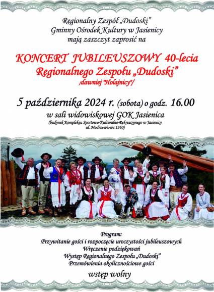 Koncert Jubileuszowy 40-lecia Regionalnego Zespołu "Dudoski"